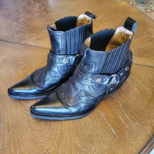 GBX motorcycle boot leather pointed toe men black size 9